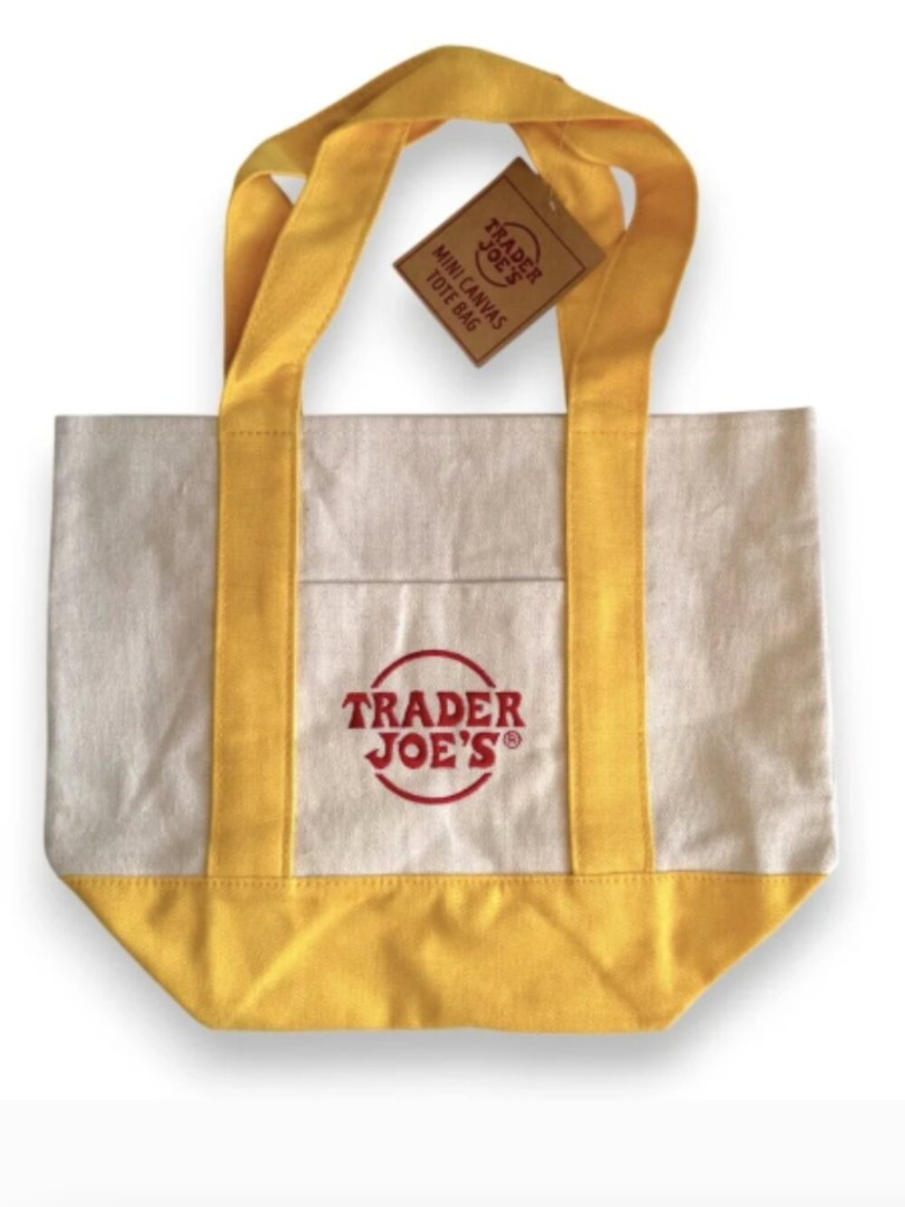 Trader Joe’s Mini Canvas Tote Bag – Yellow NEW NWT